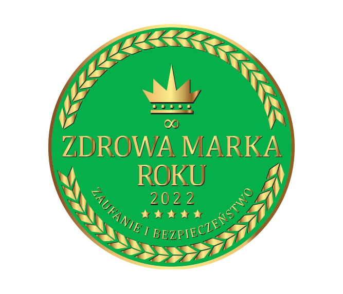 Odznaka "Zdrowa Marka Roku 2022" symbolizuje zaufanie i bezpieczeństwo w branży zdrowotnej.