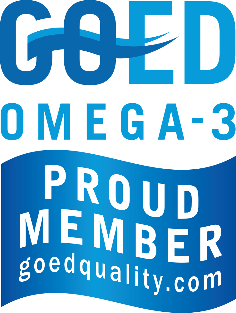Logo GOED Omega-3, podkreślające przynależność do organizacji promującej jakość suplementów omega-3.